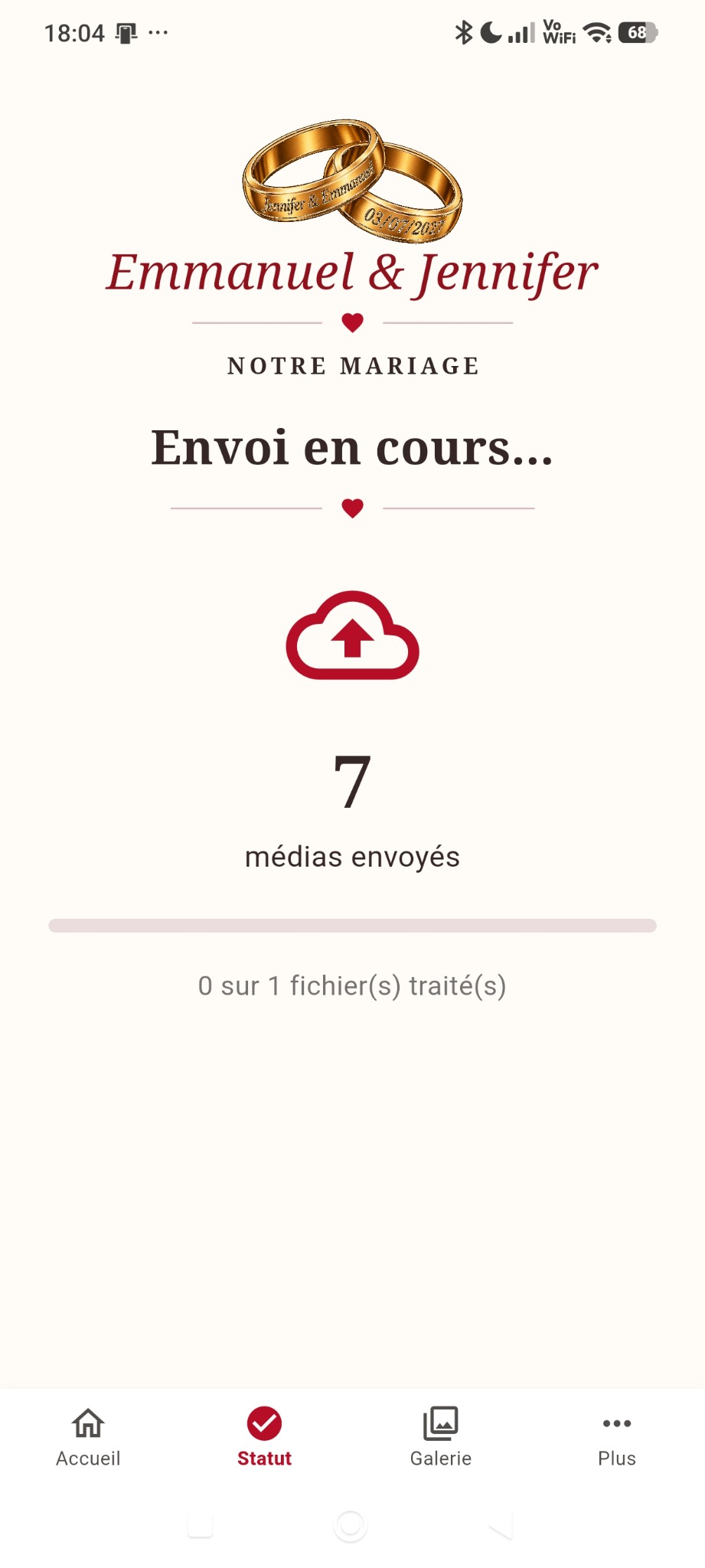 Progression visible pendant le transfert